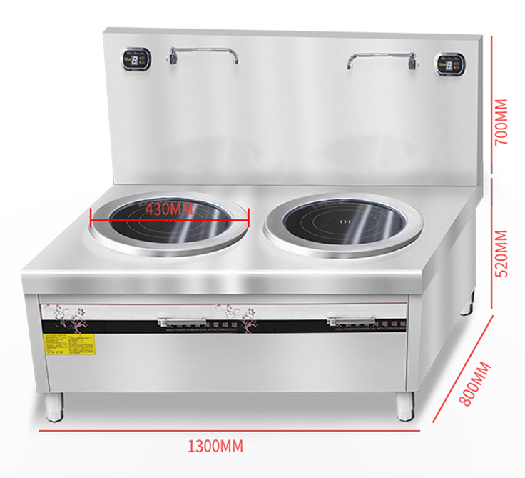 Bếp từ công nghiệp phẳng đôi có vòi rửa HZD-12KW-2PDKCL-1