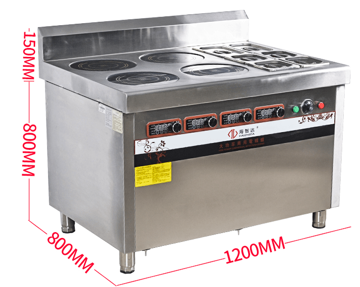 Bếp Từ Công Nghiệp Kết Hợp Bếp Hấp 3.5Kw Hzd-3.5Kwx4L-Bw 1 Bếp từ công nghiệp kết hợp bếp hấp 3.5KW HZD-3.5KWX4L-BW-1