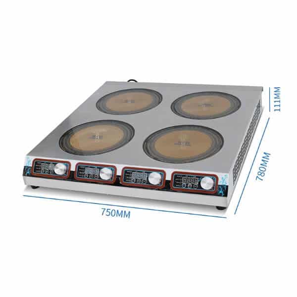 Bếp điện công nghiệp 4 mặt phẳng - Bếp hồng ngoại công nghiệp 4 mặt phẳng 3.5KW HZD-4X3.5KW-DTBPF-1
