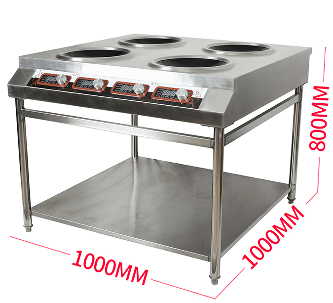 Bếp Từ Công Nghiệp 4 Mặt Lõm Hzd-5Kw-4Lt 1 Bếp từ công nghiệp 4 mặt lõm có giá kệ 5KW HZD-5KW-4LT-1