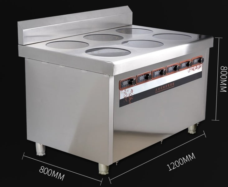 Bếp từ công nghiệp lớn 6 mặt phẳng có hẹn giờ 3KW HZD-6X3KW-LD6F-1