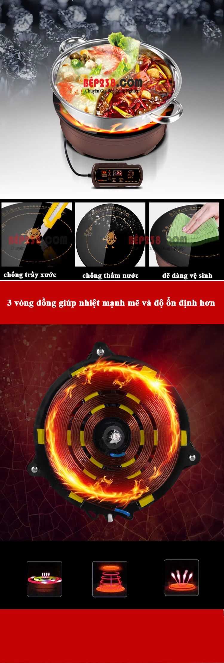 Bếp Từ Nhà Hàng Yp-C288 3 Bếp từ nhà hàng YP-C288-3
