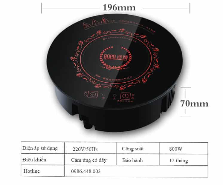 Bếp Từ Nhà Hàng Lẩu Aopa 800W Ap-196T 1 Bếp từ nhà hàng lẩu AOPA 800W AP-196T-1