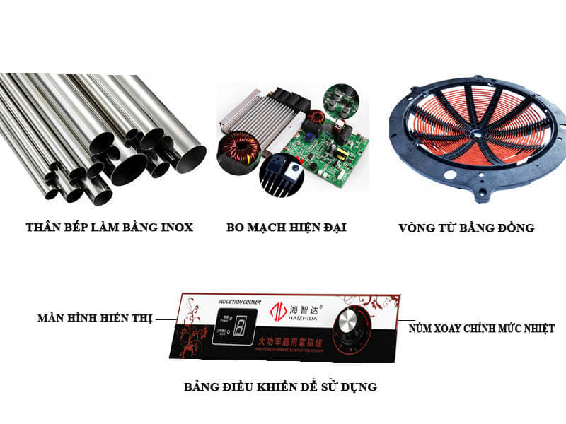 Bếp từ công nghiệp mặt lõm 5kW HZD-5KW-AX-2