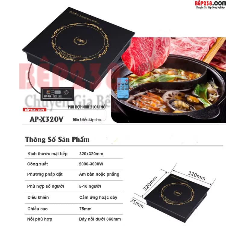 Bếp Từ Nhà Hàng Lẩu Aopa 2Kw-3Kw Ap-X320V 1 bep tu nha hang lau AOPA 2KW 3KW AP X320V 000