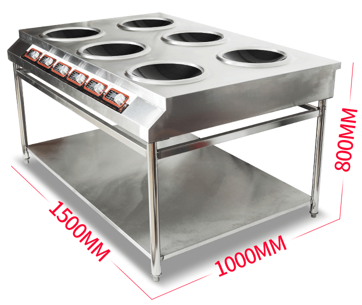 Bếp Từ Công Nghiệp 6 Mặt Lõm Hzd-5Kw-6Lt 1 Bếp từ công nghiệp có giá kệ 6 mặt lõm 5kw HZD-5KW-6LT-1