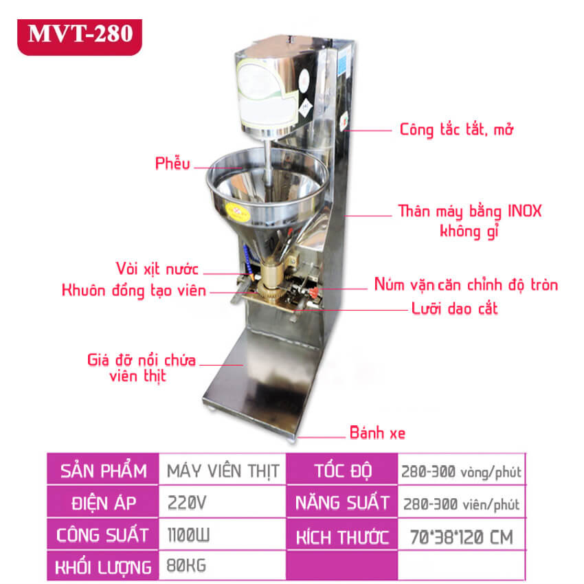 Máy viên thịt 280v/phút