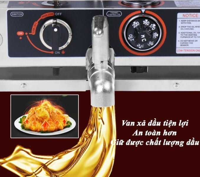 Bếp chiên nhúng dùng điện có vòi xả 12 lít BHD-12LE-3