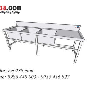 Chậu rửa công nghiệp 3 hố có bàn lệch phải LG - 3LP