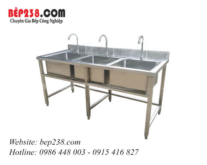 Chậu rửa inox công nghiệp 3 hố chậu LG - BHC-1
