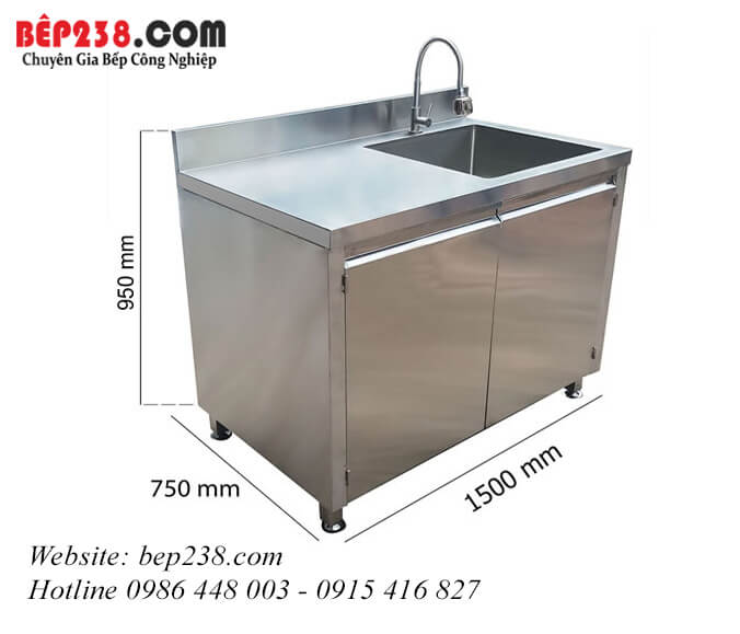 Tủ inox 1 bồn rửa 1500×750 mm LG - MHP-1