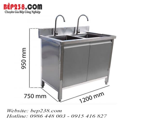 Tủ inox 2 bồn rửa 1200×750 mm LG - 2KDH