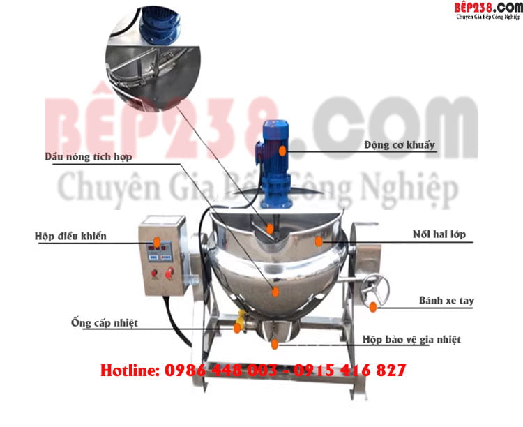 Nồi Nấu Cao Dược Liệu Bằng Điện Dẫn Nhiệt Dầu Bp238 6 Noi nau cao tu dong dao BP238 003