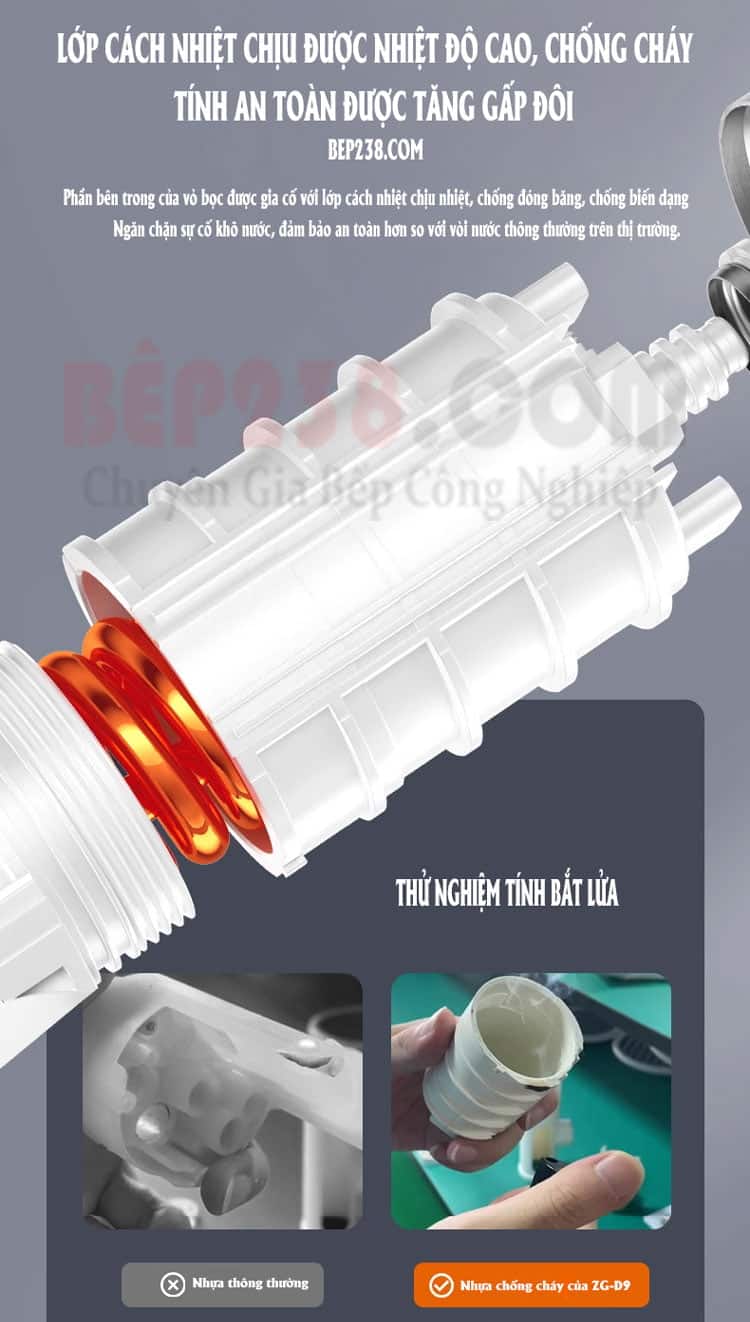 Voi lam nong truc tiep inox 304 3400W ZG D9 007