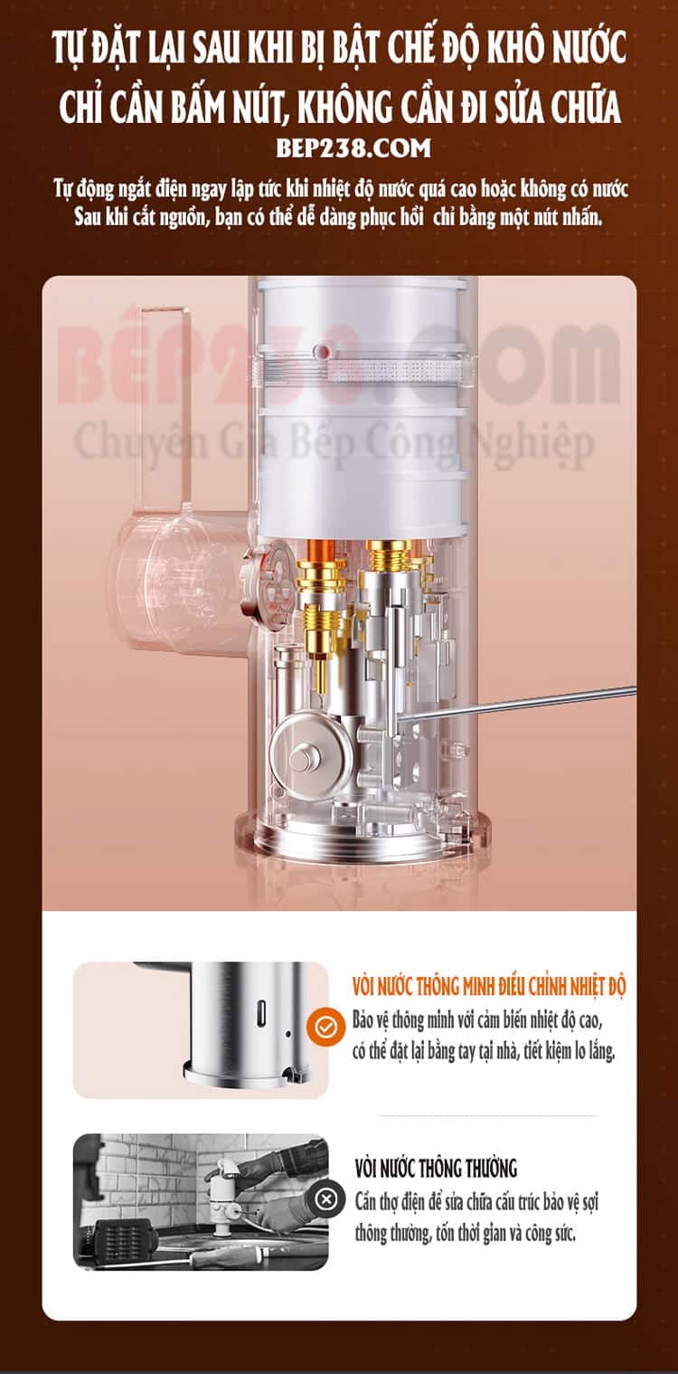 Voi lam nong truc tiep inox 304 3400W ZG D9 008