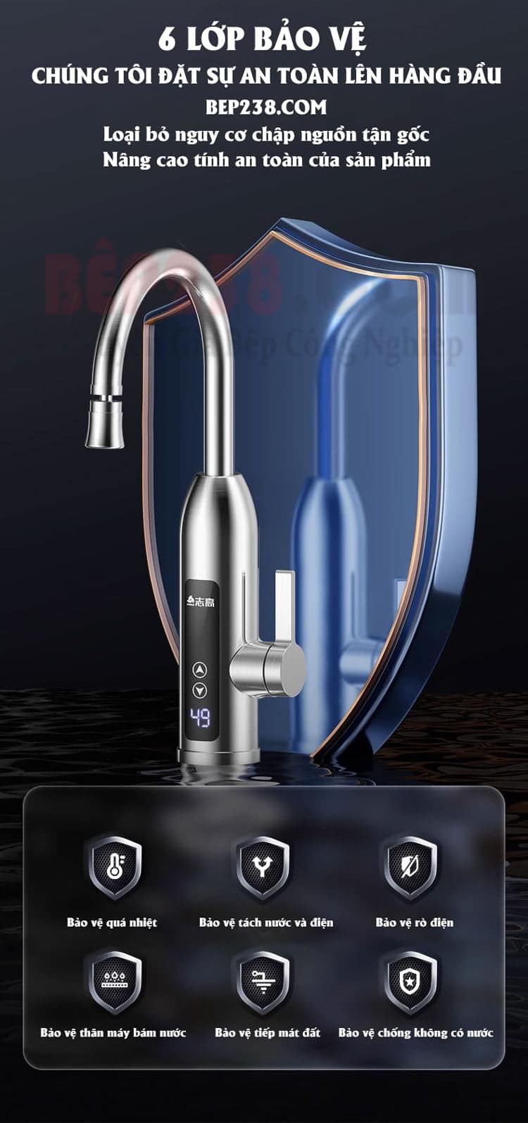 Voi lam nong truc tiep inox 304 3400W ZG D9 009