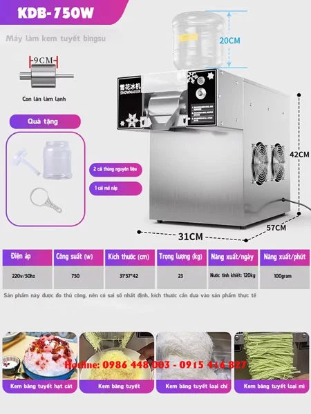 Thong so ky thuat may lam kem da bao BingSu KDB 750W