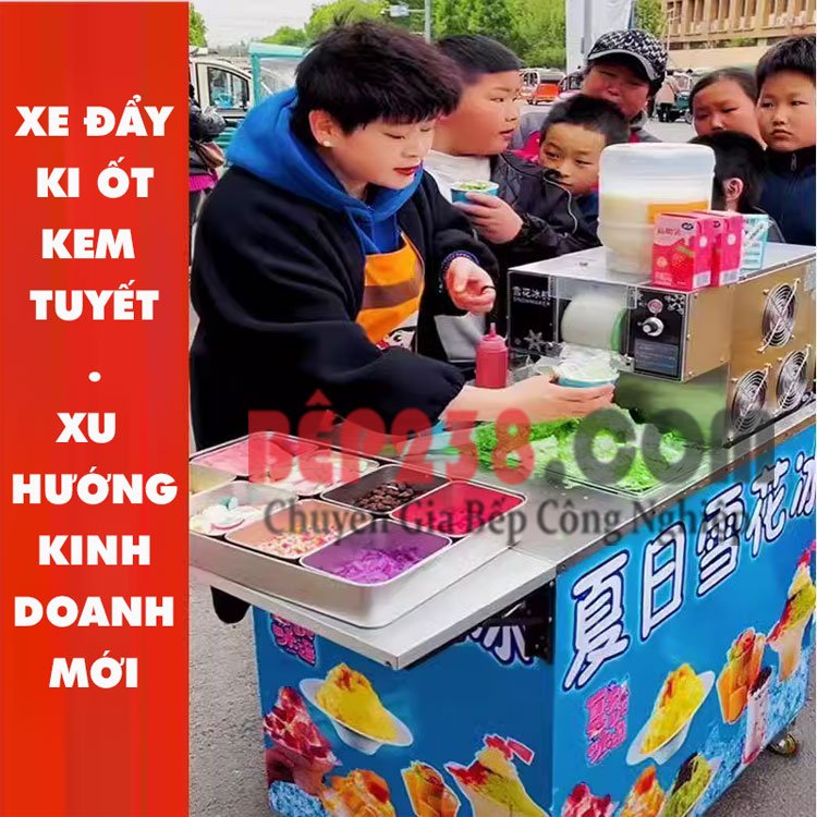 Xe đẩy kiot làm kem bông tuyết, Xe đẩy kiot làm kem bông tuyết &#8211; Xu hướng kinh doanh xe đẩy kiot mới trong mùa hè nắng nóng