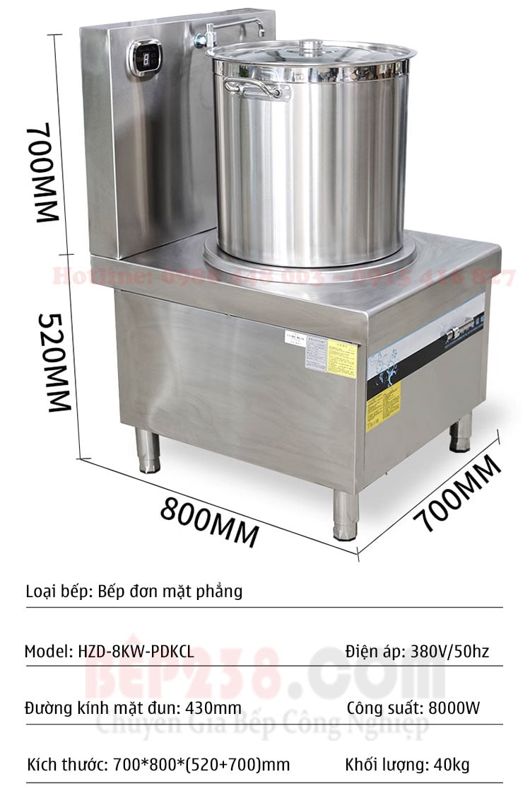 Bếp Từ Công Nghiệp Đơn Mặt Phẳng 8Kw Hzd-8Kw-Pdkcl 1 Bep tu cong nghiep HAIZHIDA phang 1 mat 8kw HZD 8KW PDKCL thong so ky thuat