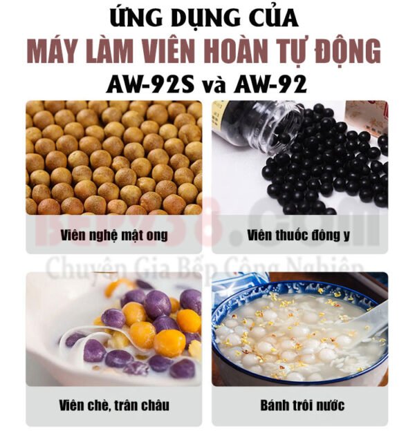 Ung dung cua may lam vien hoan tu dong AW 92S va AW 92 trong san xuat vien nghe mat ong vien thuoc dong y